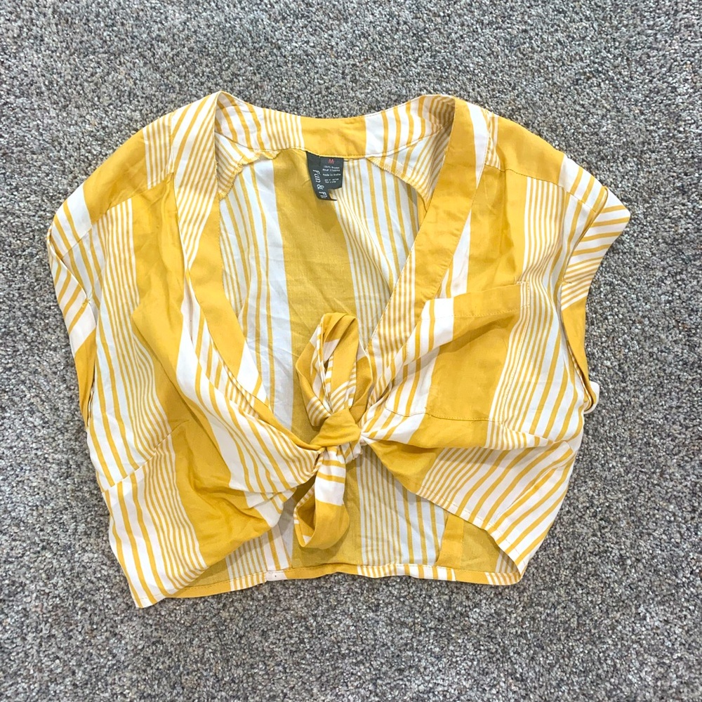Golden/mustard color Crop top and super comfy, ties closed at front, unworn.